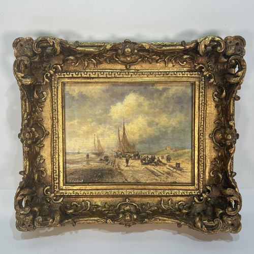 Framed english maritime harbor - framed,