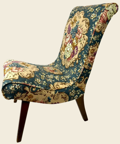 Vintage floral slipper chair - slipper,