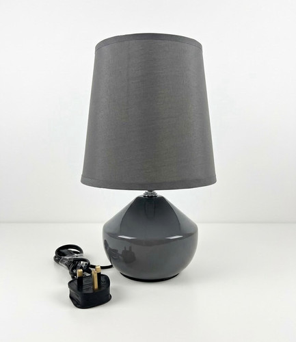 Grey ceramic table lamp with - grey,