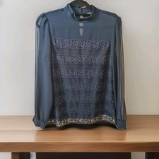 Next Size 12 Navy Lace Sheer Top Long Sleeve 💙💙💙💙💙💙