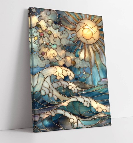 Waves and sun rays stained - waves,