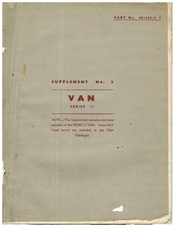 STANDARD VANGUARD SERIES II VAN 1953-56 ORIG. FACTORY PARTS CATALOGUE SUPPLEMENT