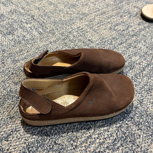 Haflinger brown leather clogs - brown,