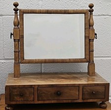 Georgian Burr Walnut Dressing Table Toliet Mirror With 3 Drawers