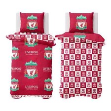 Liverpool FC Crest Single Duvet Set Reversible YNWA Football Bedding Pillowcases