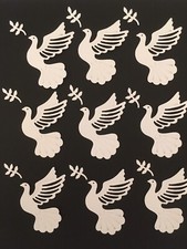 9 WHITE DOVES WITH TWIGS CARD