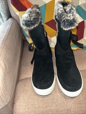 Bnwot Toms Black Suede Fur Winter Boots Size 5