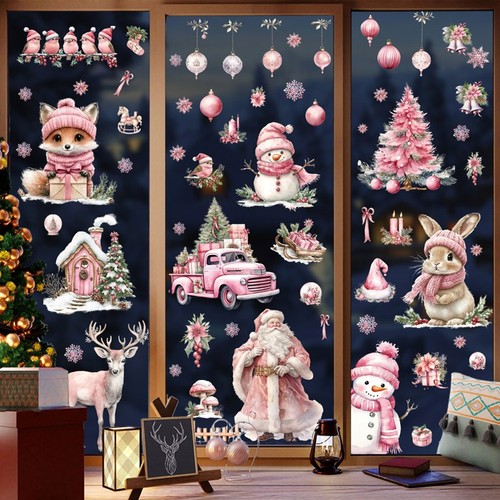 Pink christmas window sticker - christmas,