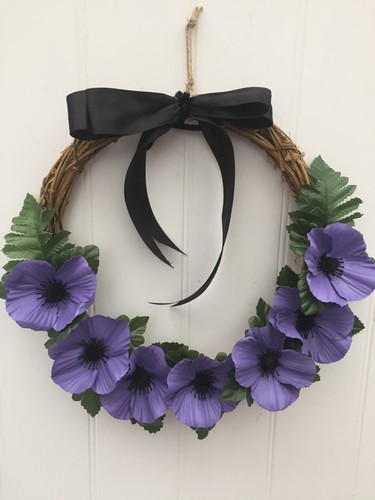 Artificial purple poppy door - artificial,