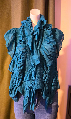 Women teal knit - women’s, ruffle