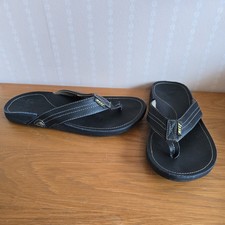 Unisex Reef Flip Flops Sandals Fanning LEATHER UK 6 Brand New Black