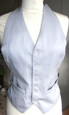 Vintage 1960s grey wool waistcoat vest front formal morning wear size 36R
