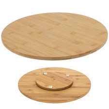 Bamboo Wooden Lazy Susan Rotating Turntable for Serving Food on Round Board 35cm