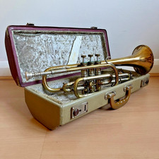 Vintage Huttl Cornet Made in Germany w/ Case Besson Prototype mouthpiece 50s/60s
