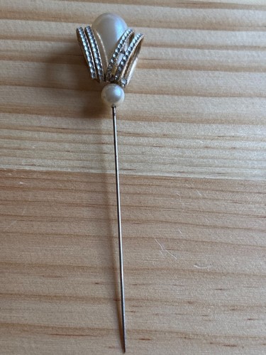 Silver coloured stick hat pin - coloured,