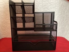 Metal Mesh Desk Organiser Stationery Pen Pencil Holder .