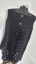Monsoon Black Crochet Poncho