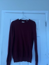 Jack Wills Mens Jumper Pull Over Round Neck Burgundy Size Small Long Sleeve