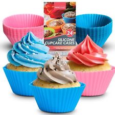 24-48pk Silicone Cupcake Cases Muffin Cup Cake Mould Reusable Non Stick Baking
