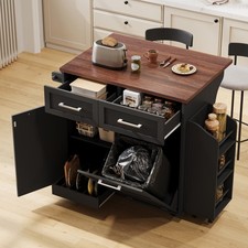 47.2" Black Kitchen Island -