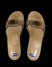 Scholl Pescura Wooden Sandals,  Clear Transparent Jelly Strap,  UK 7, EU40
