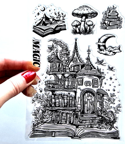 Clear stamps fantasy bookshelf - stamps,