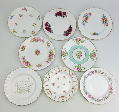 Bone china floral side - 8x,