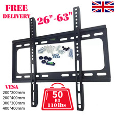 TV WALL BRACKET MOUNT SLIM FOR 26 30 32 40 42 50 63 INCH FLAT 3D LCD LED PLASMA