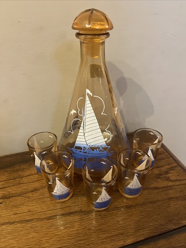Ship decanter and shot - decanter,