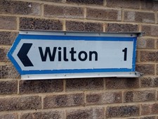 Genuine  Retired Aluminium Road Sign  WILTON 1 L  industrial Vintage