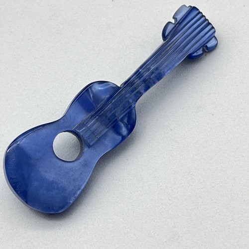 Vintage guitar brooch blue - vintage,