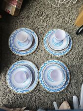 Picnic Ware Blue & White 16 Piece Melamine Picnic Barbeque Camping Set