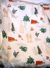 PAIR KITCHEN CURTAINS W42" X L53" LIGHT MADE IN ENGLAND FABRIC HERBS