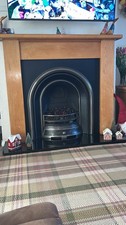 Gas Fire Oak Mantle and Marble Hearth Fireplace