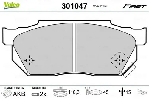 Brake pads front axle 301047 - pads,