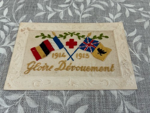 Ww1 embroidered silk - embroidered, postcard