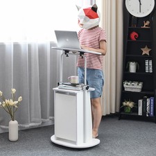 Mobile Standing Height Desk Portable Podium & Rolling Presentation Lectern Cart