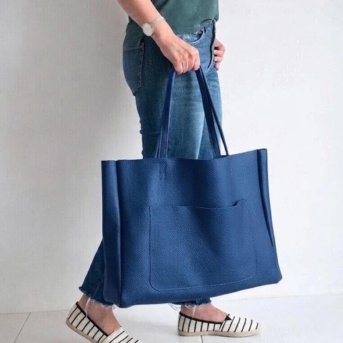 Womens large blue leather tote - womens,