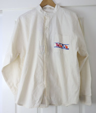 Vintage Mexican Hand Embroidered Folklore Long Sleeve Natural Cotton Shirt VGC