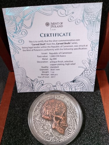 Carved skull 1oz - skull, silver