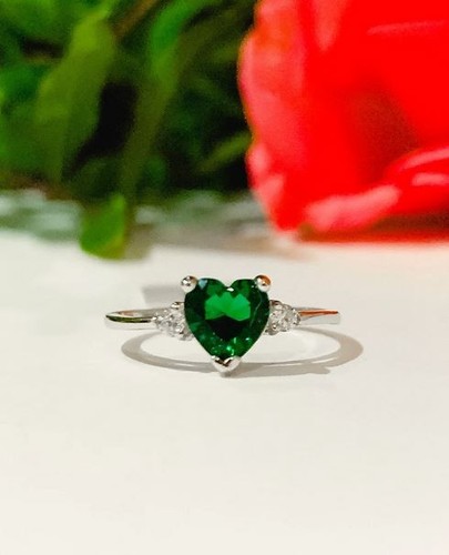 Emerald diamond ring 925 - emerald,