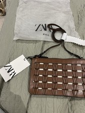 Zara Brown Woven Small Handbag
