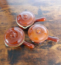 Vintage Denby "JUICE" Stonewear Set Of 3 Lidded Ramekins With Handles