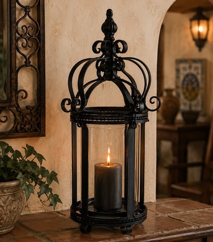 Wrought iron hurricane candle - hurricane,