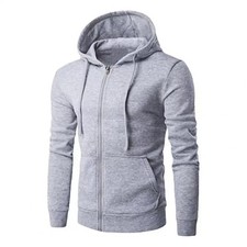 New Mens Plain Fleece Zip Up Top Zipper Hoody Sweatshirt Jacket Jumper Hoodie 