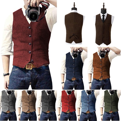 Men classic tweed waistcoat - tweed,