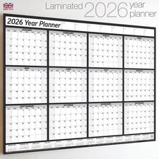 2026 Calendar LAMINATED Year Planner XL Wall Chart Weekly Monthly To Do Wipeable