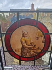 Stained Glass Wall Art Johannes Vermeer Milkmaid Style Dutch Lead Lining 38x33cm