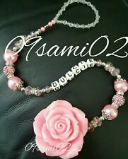 Personalised Bling Dummy Clip Rose Shamballa & Crystal Pink ❤❤ Stunning