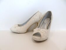 Ruby Shoo - Creamy white bead stiletto peep toe shoes